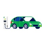 Rysunek podłączonego do ładowania samochodu elektrycznego