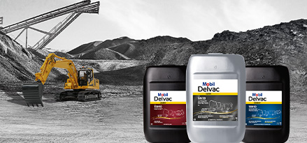 Mobil Delvac Ultra, Modern i Legend - opakowanie z placem budowy