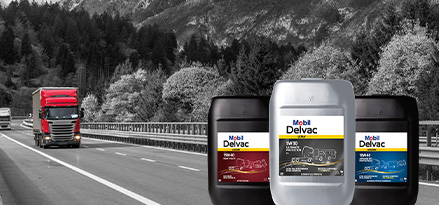 Mobil Delvac Ultra, Modern i Legend - opakowanie z czerwoną ciężarówką